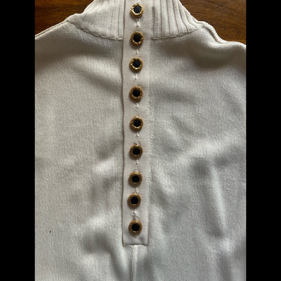 White CHANEL knit onesie romper bodysuit turtleneck sleeveless vintage not worn - Picture 10 of 12